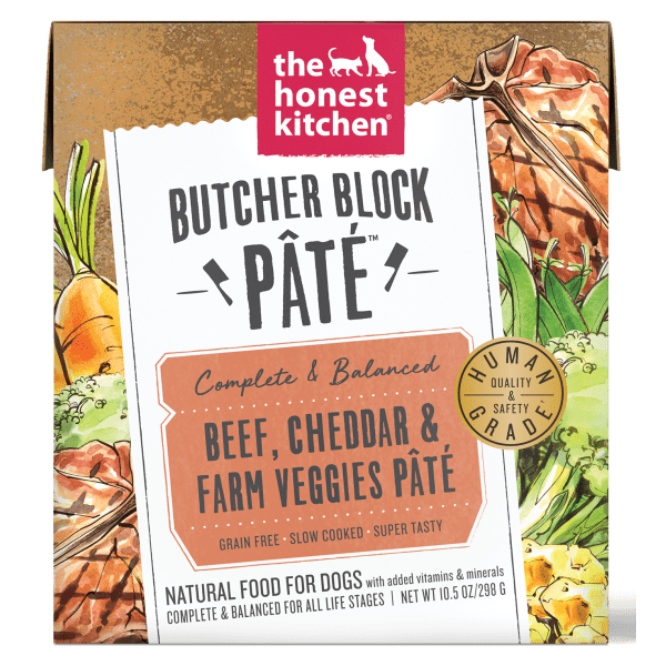 The Honest Kitchen Butcher Block Pate: Delectable Wet Dog Food with Beef, Cheddar, and Fresh Farm Veggies