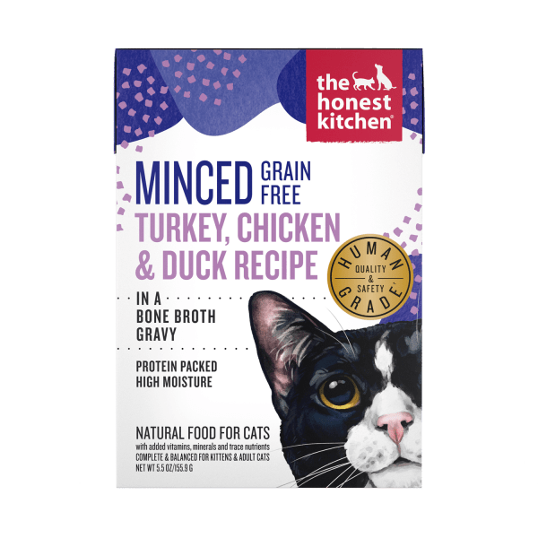 The Honest Kitchen Grain-Free Minced Turkey, Chicken & Duck Wet Cat Food - Case of 12