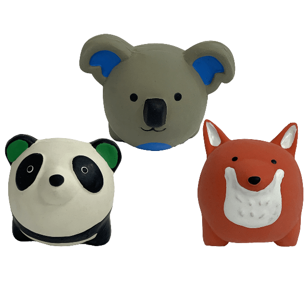 Multipet Mini Latex Stuffed Squeaky Dog Toy - Round Animal Design