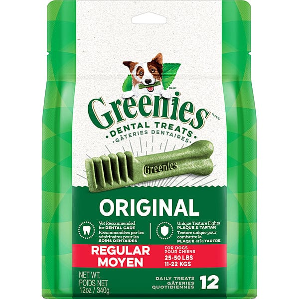 Greenies All - Natural Original - Flavored Regular - Sized Dog Dental Chew Treats for Oral Health