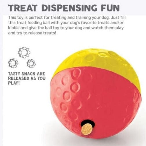 Outward Hound's Colorful Red and Yellow Treat - Dispensing Tumble Ball for Dogs