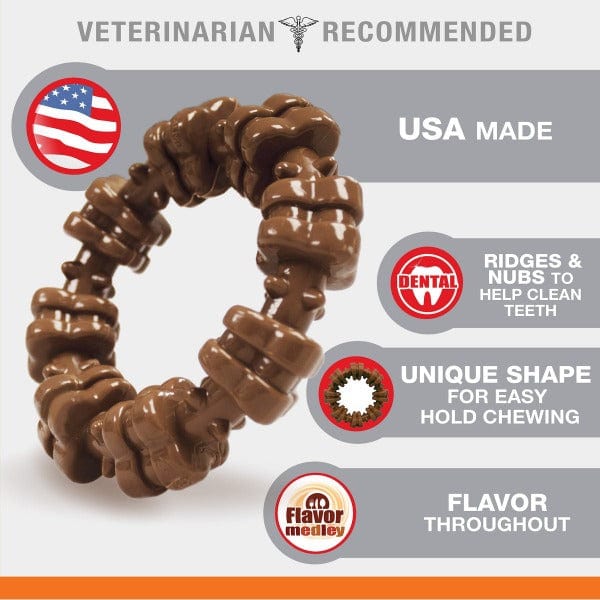Nylabone Durable Textured Power Chew Ring Toy for Aggressive Dog Chewers