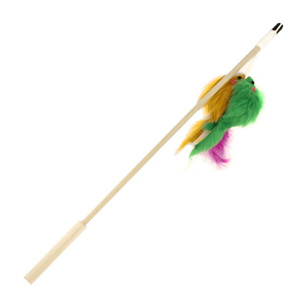 Penn Plax Interactive Tickle Wand Toy for Cats with Mice and Feathers