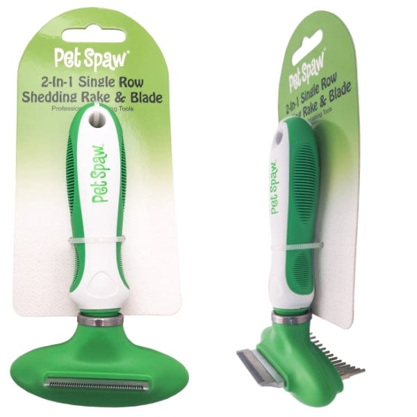 Pet Spaw Dual-Function Single Row Shedding Rake and Blade for Hair Control