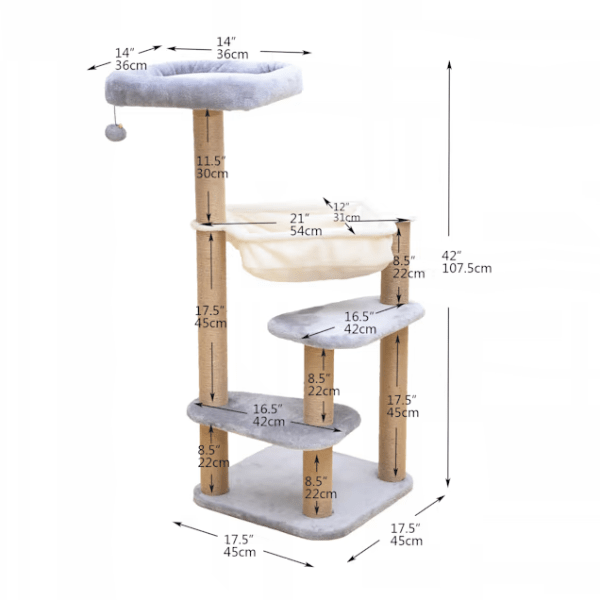 PetPals Premium Oak 5-Level Cat Tree for Indoor Feline Companions