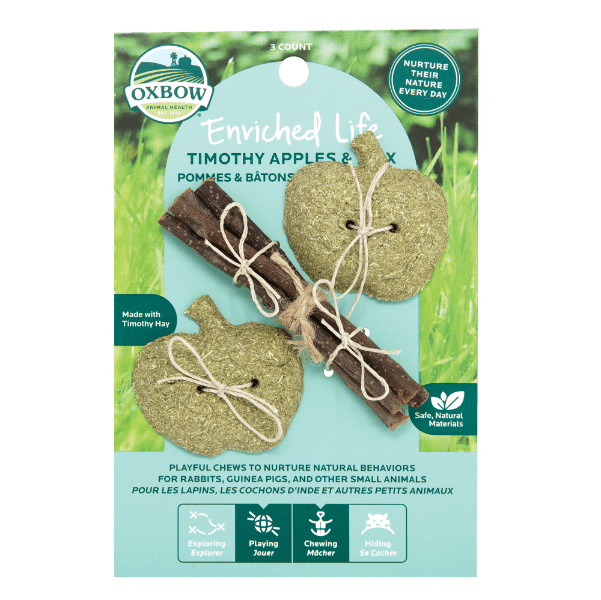Oxbow Enriched Life - High - Fiber Timothy Hay with Natural Apple Stix for Pets