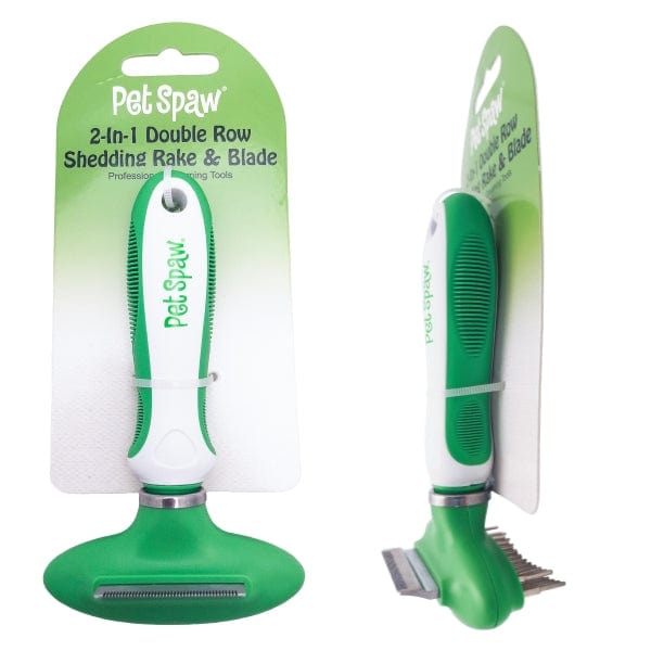 Pet Spaw Dual-Function Double Row Shedding Rake and Blade for Effective Grooming