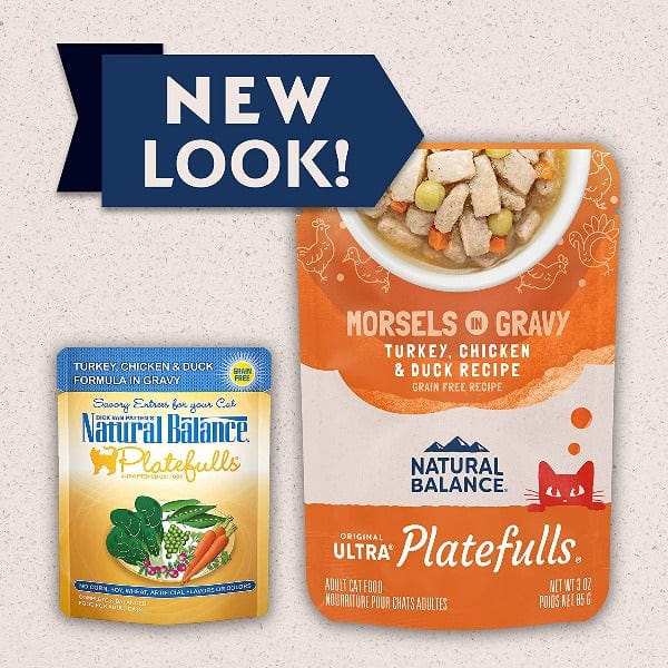 Natural Balance Platefulls Gravy Morsels Cat Food Pouch with Turkey, Chicken & Duck