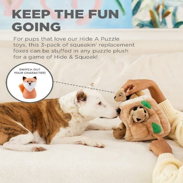 Outward Hound Squeakin' Squirrels Plush Dog Toy Set - 3 Pack of Delightful Puppy and Adult Dog Playthings