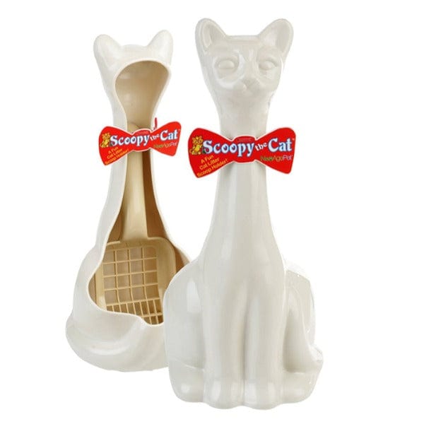 New Age Pet Stylish Cat - Shaped Litter Scoop with Holder in Black or White