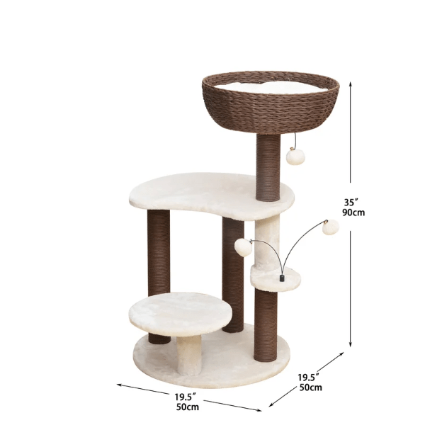 PetPals Boho Chic 5 - Level Quartz Cat Tree for Energetic Felines