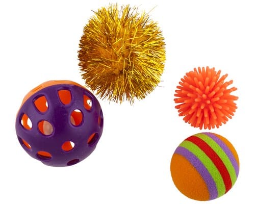 Pawise 4-Piece Set of Assorted Cat Balls for Feline Entertainment