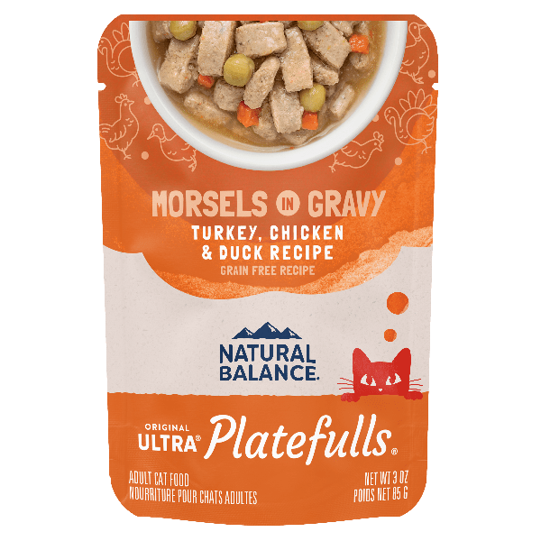 Natural Balance Platefulls Gravy Morsels Cat Food Pouch with Turkey, Chicken & Duck