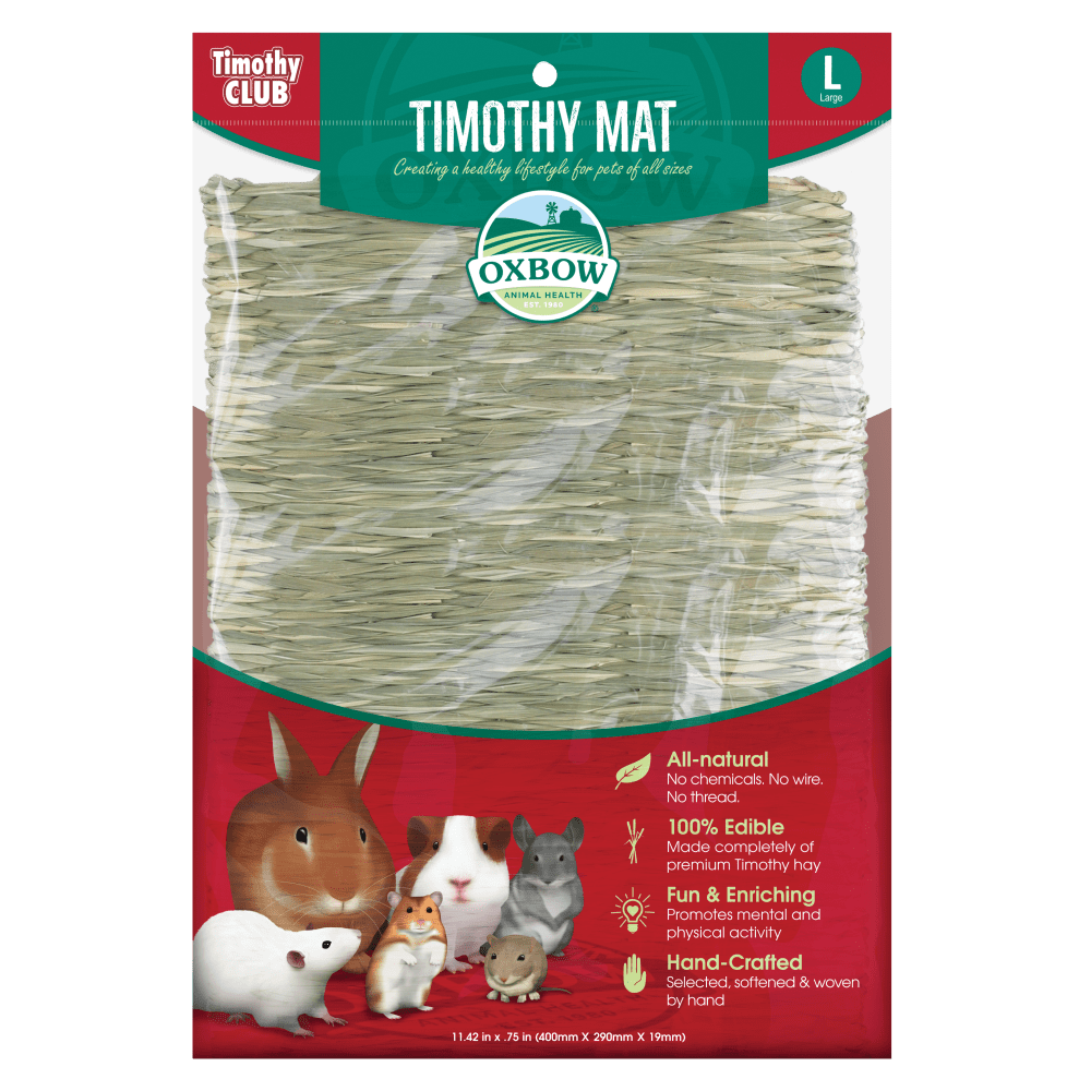 Oxbow Timothy Club Hand - Woven Edible Timothy Hay Mat for Small Herbivores