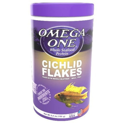 Omega One Premium Alaskan Salmon Cichlid Flakes for Healthy Fish