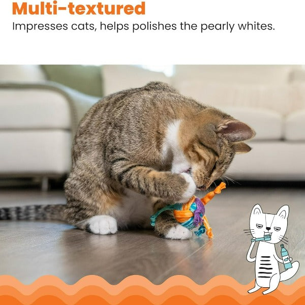Petstages Tons of Tails Colorful Dental Cat Chew Toy for Kitty Entertainment