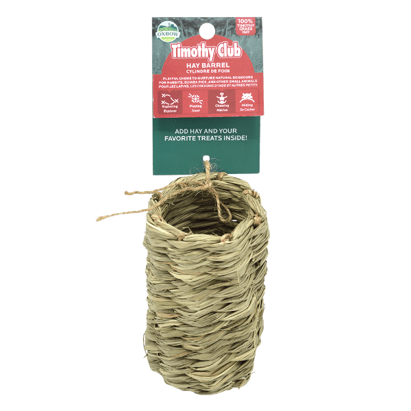 Oxbow Timothy Club Timothy Hay Barrel - Ideal Enrichment Accessory for Small Pets