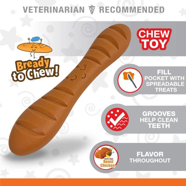 Nylabone Durable Power Chew Baguette-Style Dog Toy with Irresistible Flavor