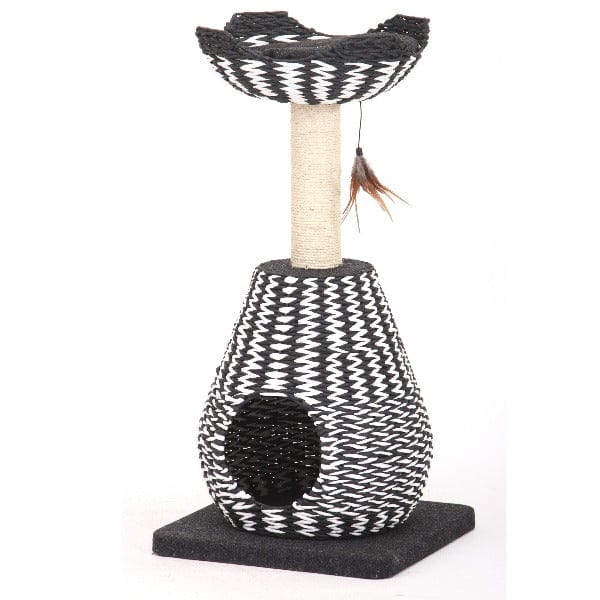 PetPals Premium Black and White King-Sized Cat Tree for Feline Fun
