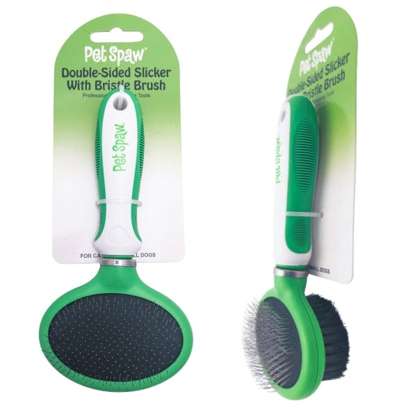 High - Quality Pet Spaw Double - Sided Grooming Brush with Wire Slicker and Bristles for Cats and Smooth - Coated Dogs