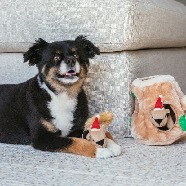 Outward Hound's Festive Holiday Edition Hide-a-Squirrel Interactive Plush Dog Puzzle Toy