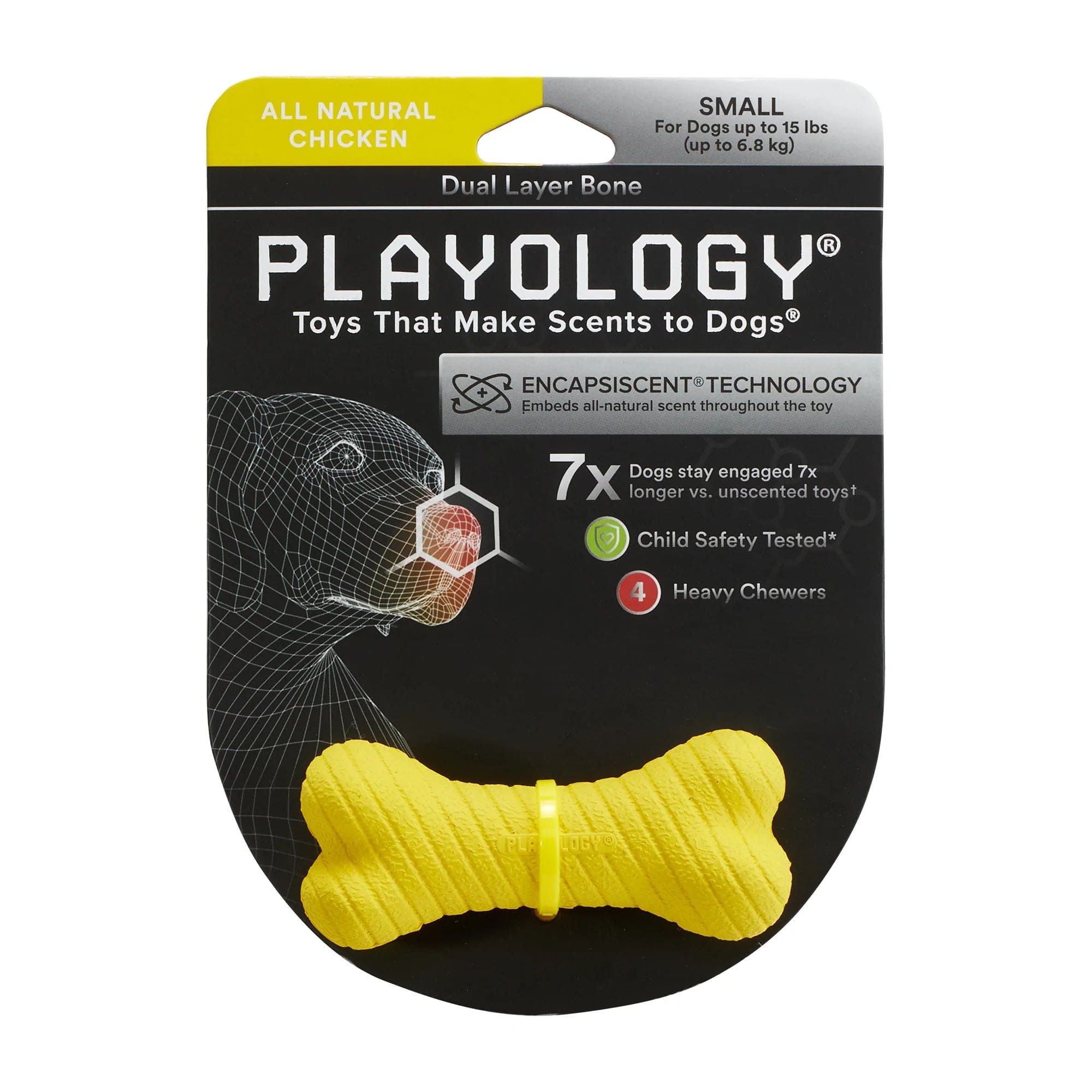 Playology Double - Layered Bone Toy for Dogs with All - Natural Scent
