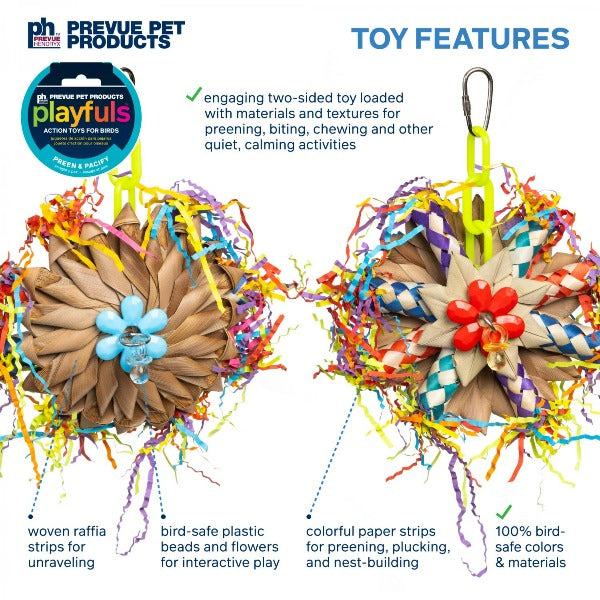 Prevue Pet Products Playfuls™ Interactive Preening Wheel Bird Toy for Small to Medium - Sized Birds