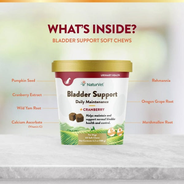 NaturVet Cranberry - Enhanced Soft Chews for Dog Bladder Support