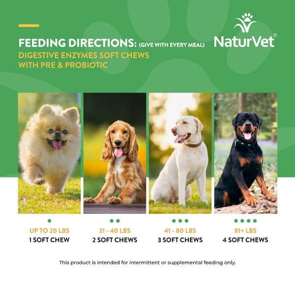 NaturVet Digestive Support Soft Chews with Enzymes, Prebiotics & Probiotics for Dogs