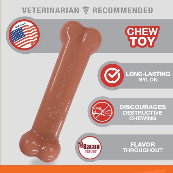 Nylabone Twin Pack of Durable Bacon & Chicken Flavored Dog Chew Toys