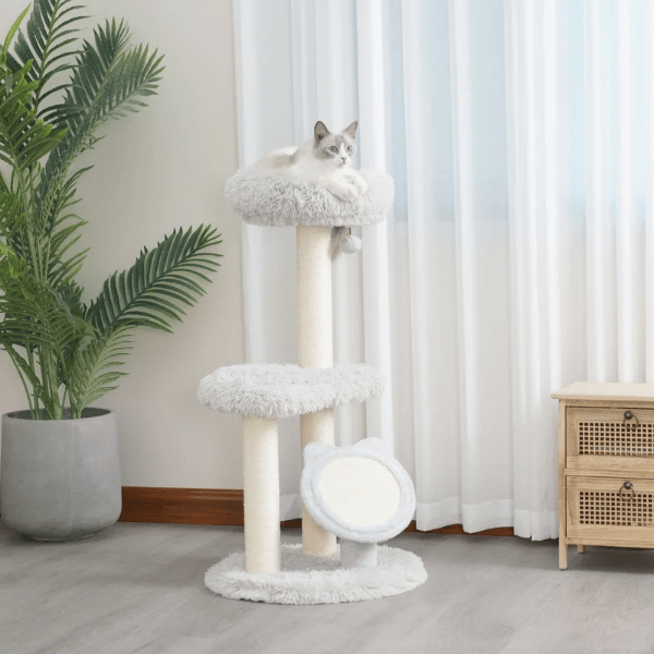 Cozy 3-Level PetPals Rock View Cat Tree with Teaser Toy