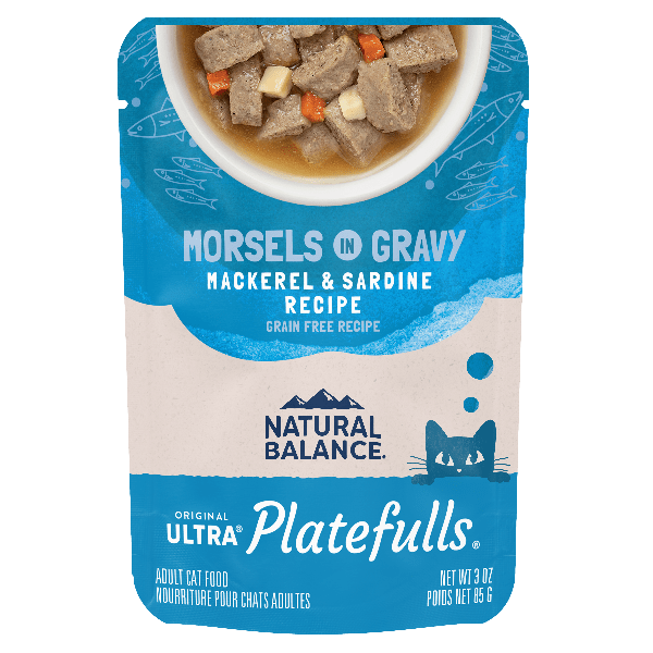 Natural Balance Platefulls Gravy Morsels Cat Food Pouch - Mackerel & Sardine Recipe