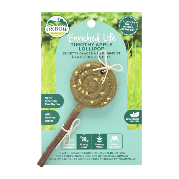 Oxbow Enriched Life Timothy Hay Lollipop with Apple Flavor for Small Pets