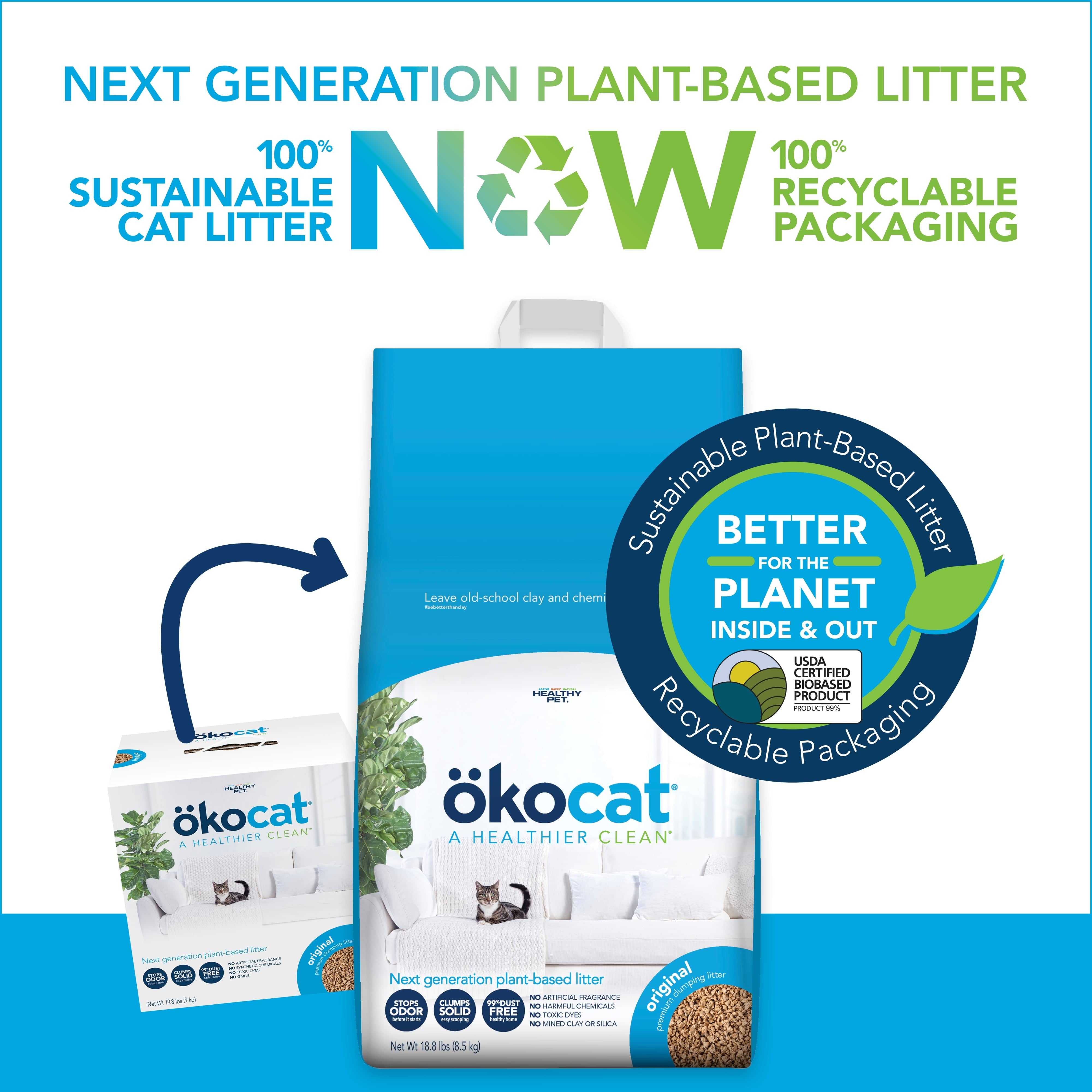 ökocat Premium Original Clumping Wood-based Cat Litter, a 12.6-pound Solution for Odor Control