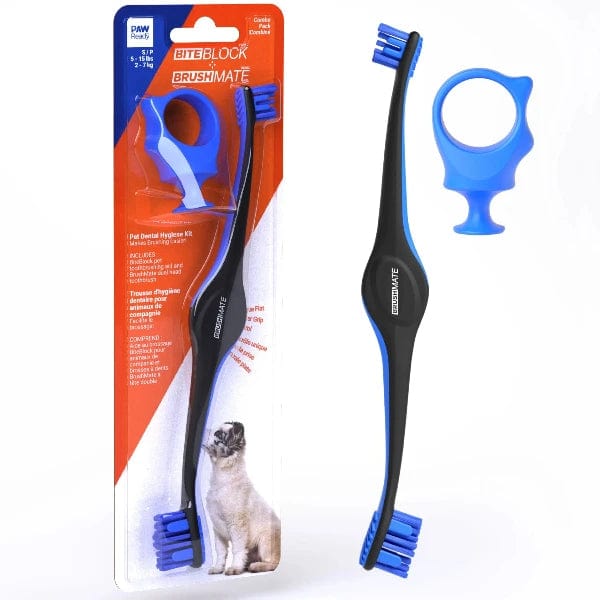 Paw Ready BrushMate Toothbrush with Bite - block for Easy Pet Teeth Cleaning