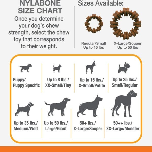 Nylabone Durable Textured Power Chew Ring Toy for Aggressive Dog Chewers