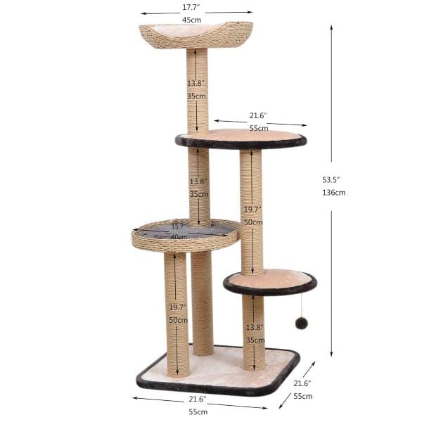 PetPals Indoor Multi - Level Cat Tree with Scratch Posts and Toy
