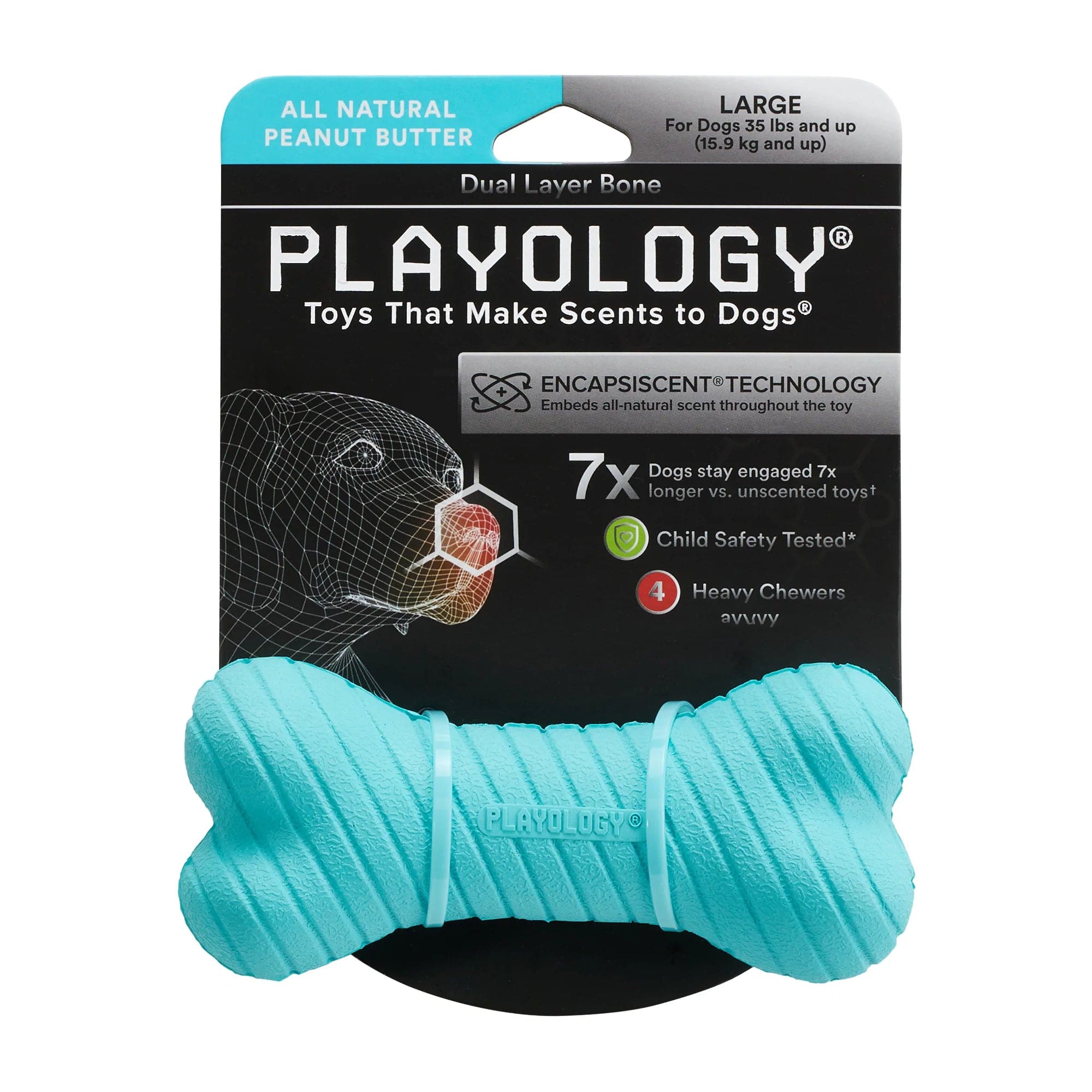 Playology Double - Layered Bone Toy for Dogs with All - Natural Scent