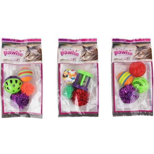 Pawise 4-Piece Set of Assorted Cat Balls for Feline Entertainment