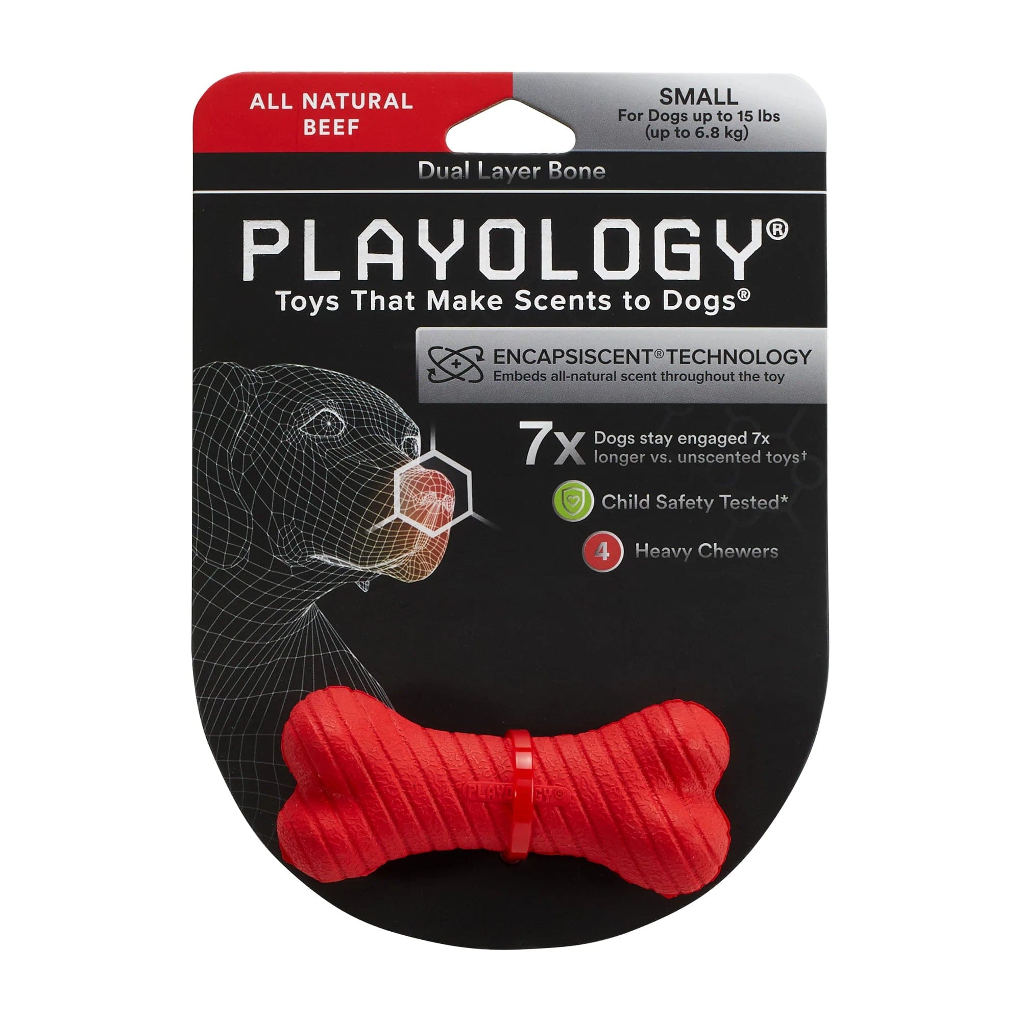 Playology Double - Layered Bone Toy for Dogs with All - Natural Scent