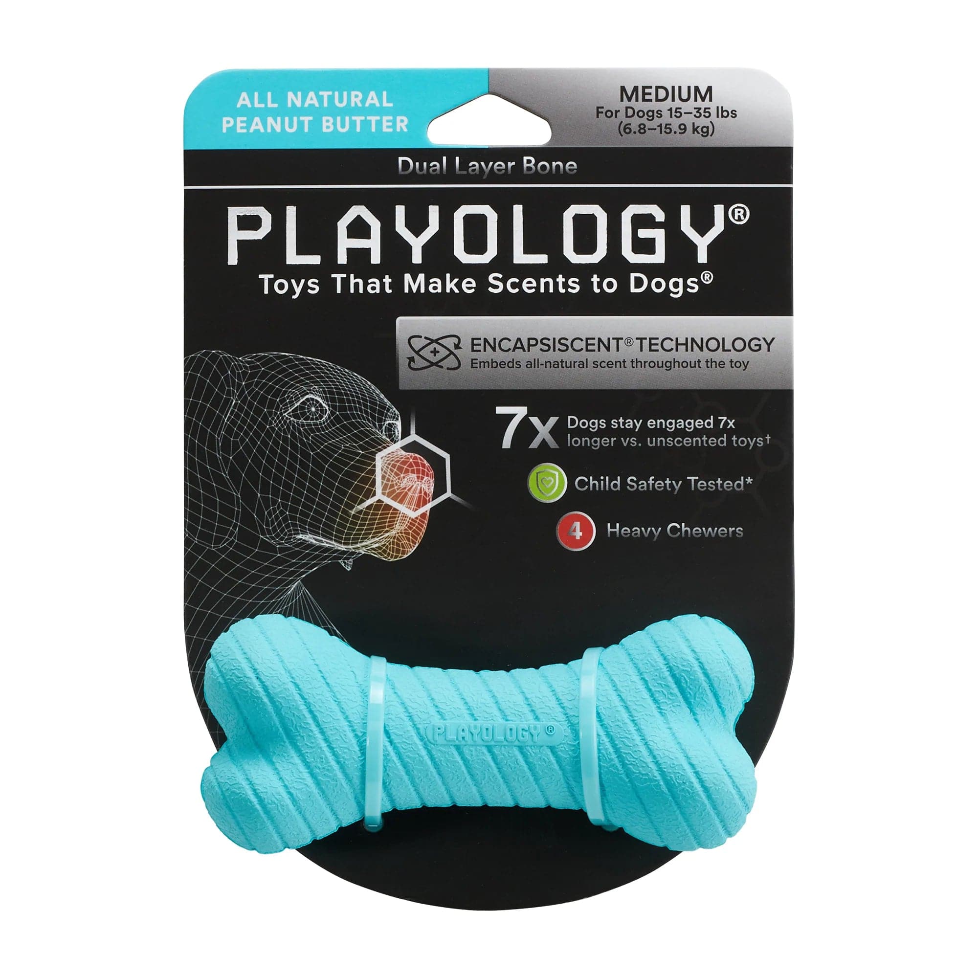 Playology Double - Layered Bone Toy for Dogs with All - Natural Scent