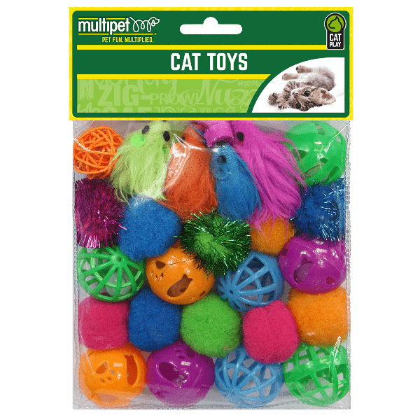 Multipet High - Value Bundle of 24 Assorted Cat Playthings