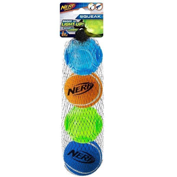 Nerf Dog LED TPR Squeaky Tennis Balls Set for Small Dogs and Puppies