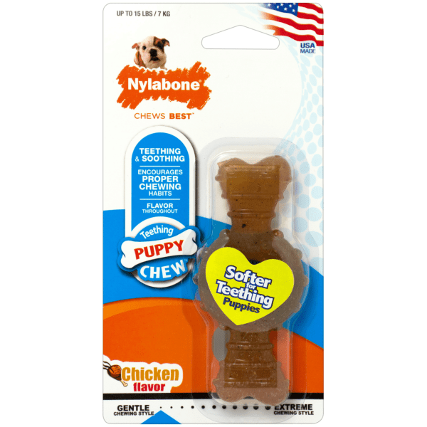 Soft Chicken-Flavored Nylabone Puppy Ring Bone Teething Toy for Small Puppies