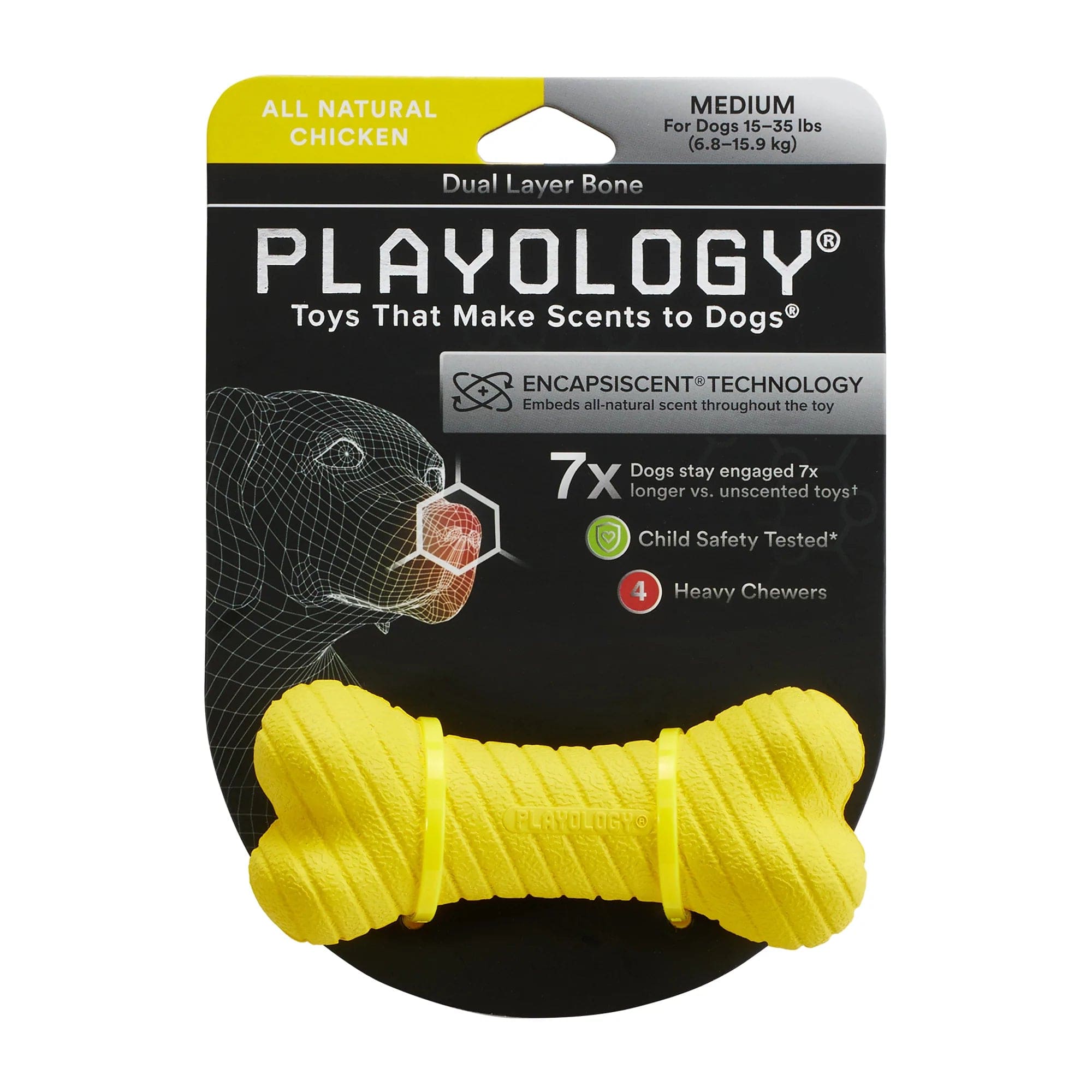Playology Double - Layered Bone Toy for Dogs with All - Natural Scent