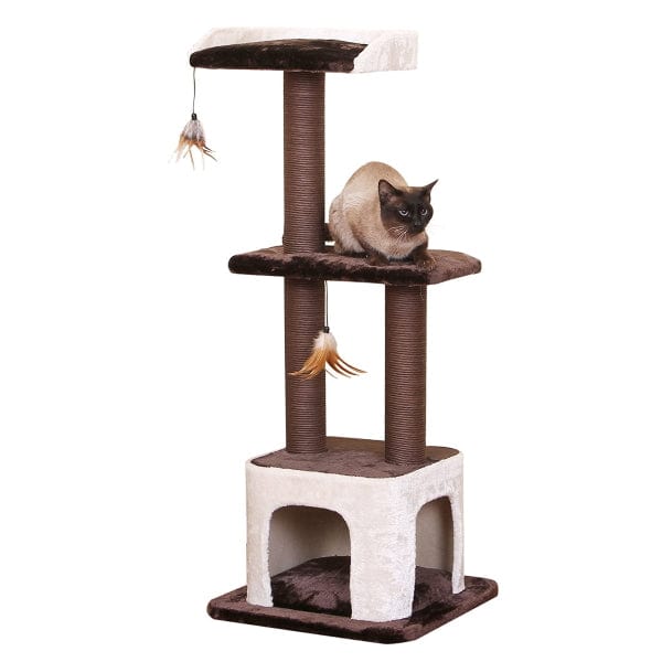 PetPals Luxury Terre Chocolate Cream Feline Cat Tree for Indoor Cats
