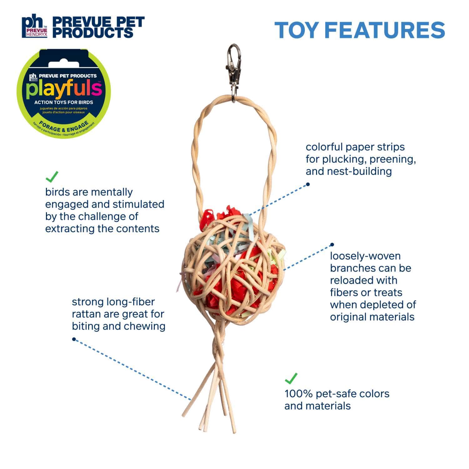 Prevue Pet Products Interactive Treat Basket Bird Toy for Small and Medium-Sized Birds