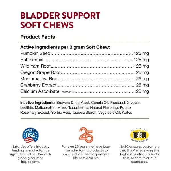 NaturVet Cranberry - Enhanced Soft Chews for Dog Bladder Support
