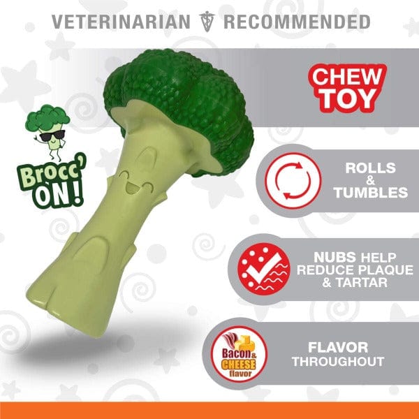 Nylabone Durable Bacon & Cheese Flavored Broccoli-Shape Dog Toy for Up to 50 lbs Dogs