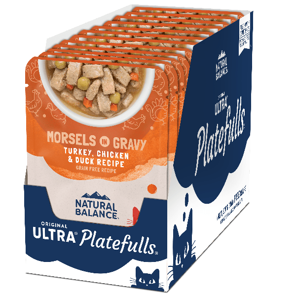 Natural Balance Platefulls Gravy Morsels Cat Food Pouch with Turkey, Chicken & Duck